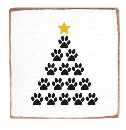 Paw Print Tree Decorative Wooden Block