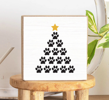 Paw Print Tree Decorative Wooden Block