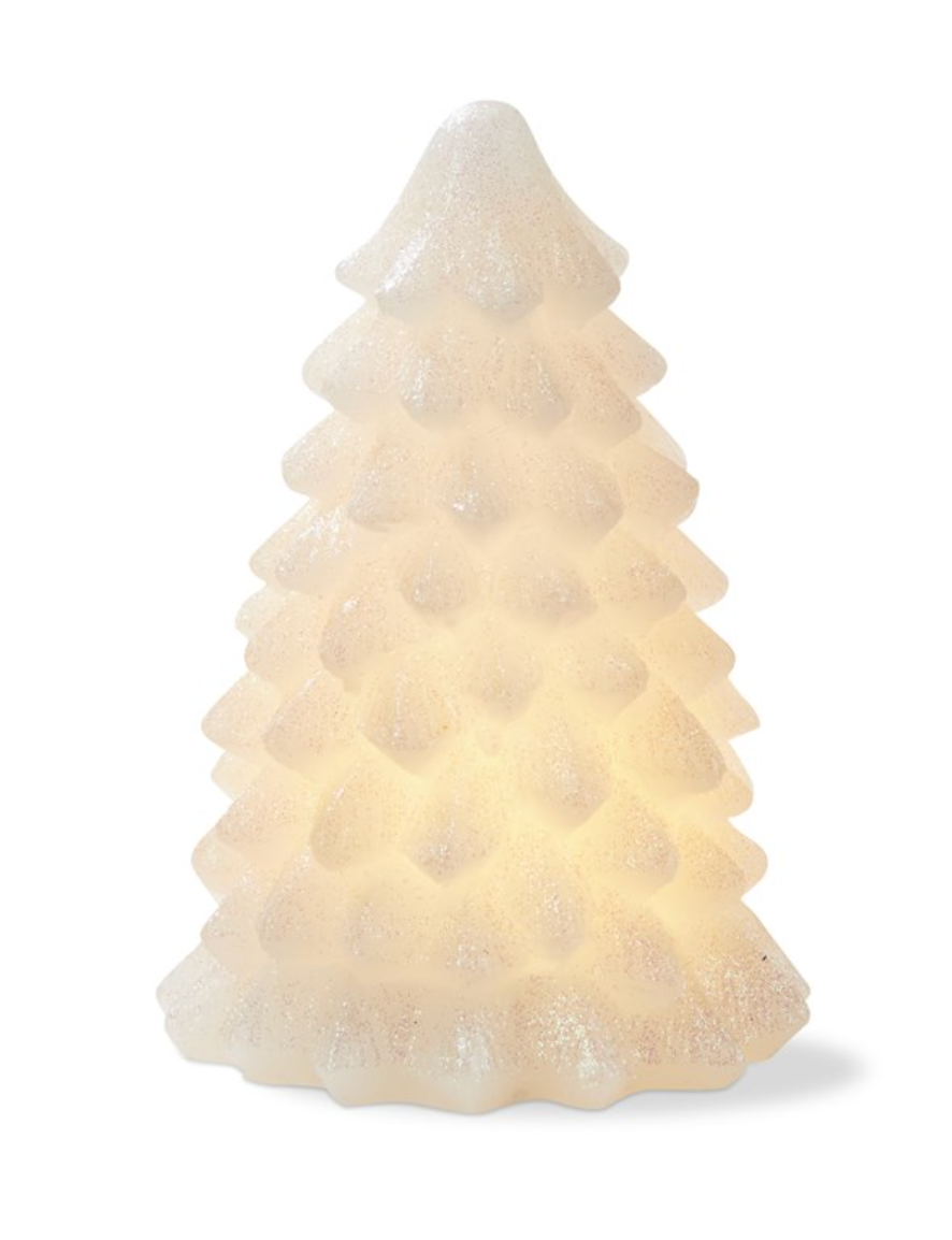 Snowy Pine Tree LED Candle Small