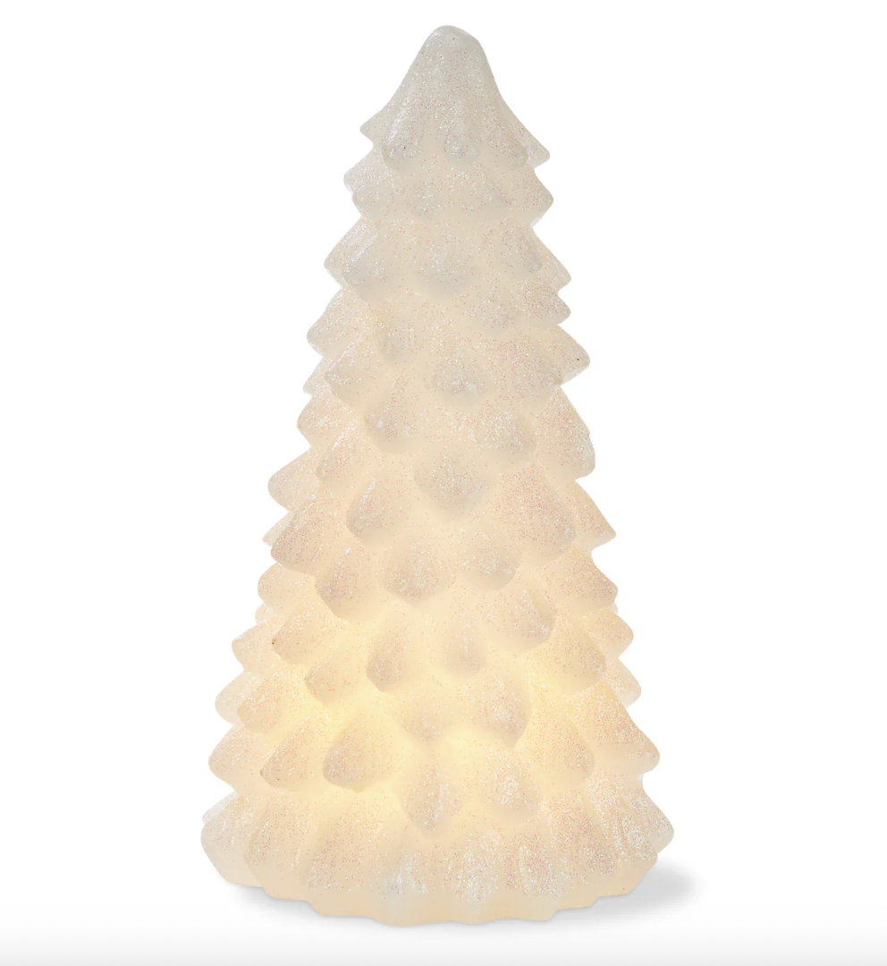 Snowy Pine Tree Led Candle Large