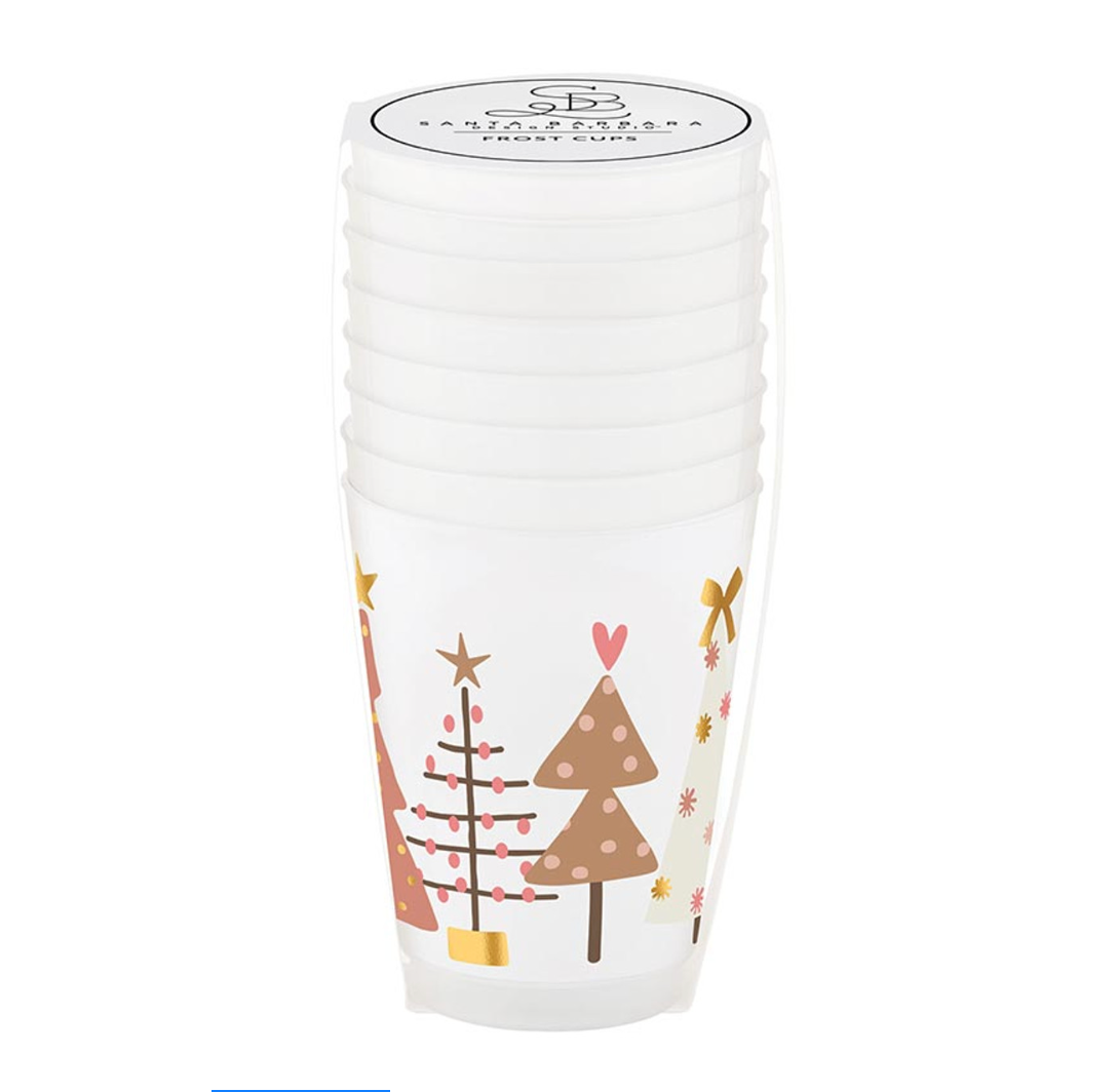 Gold Foil Frost Cups - Trees - Set of 8