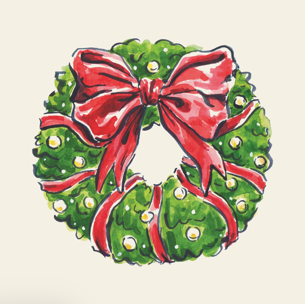 Holiday Wreath Cocktail Napkin