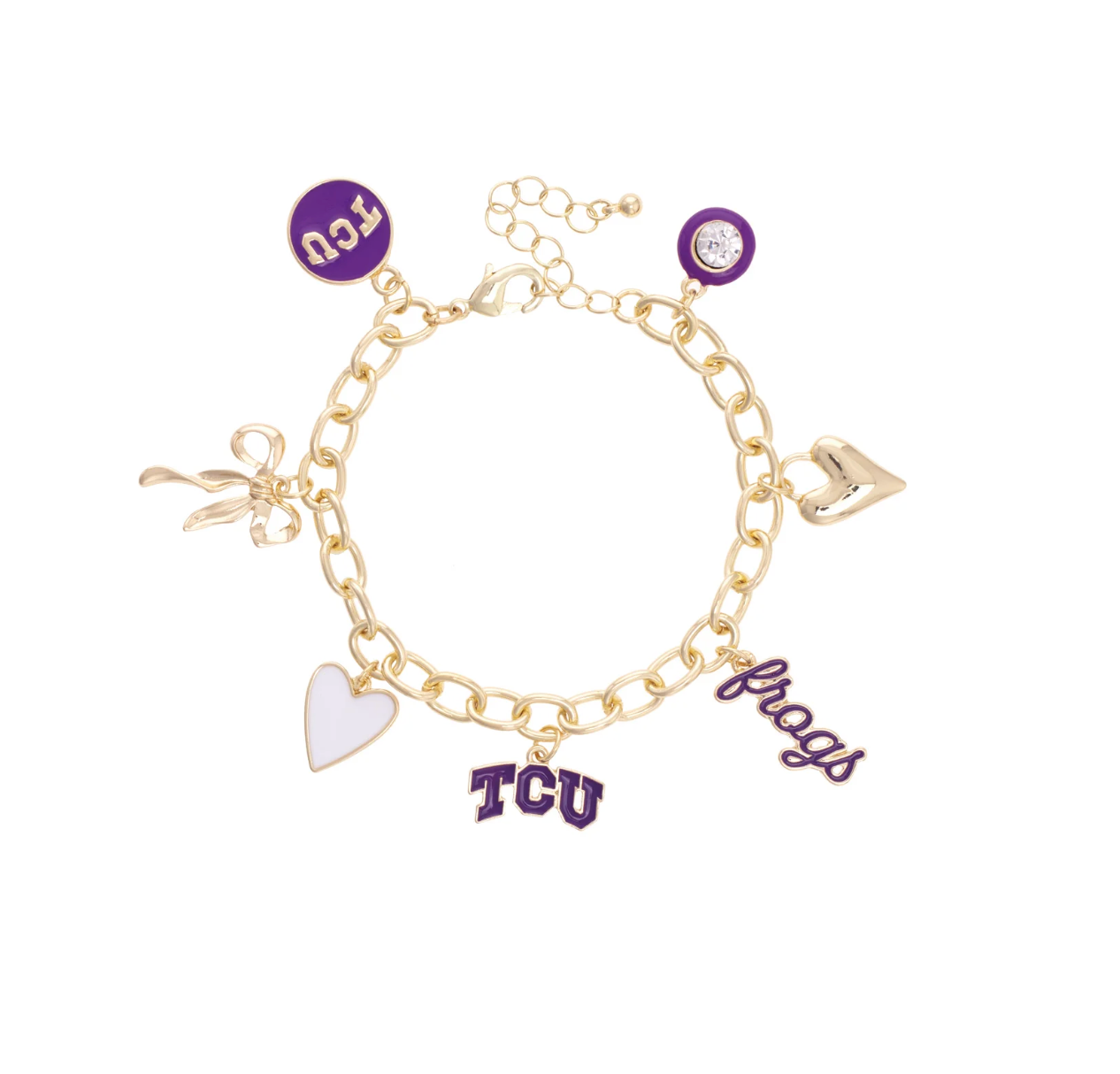 TCU Horned Frogs Enamel Icons Charm Bracelet