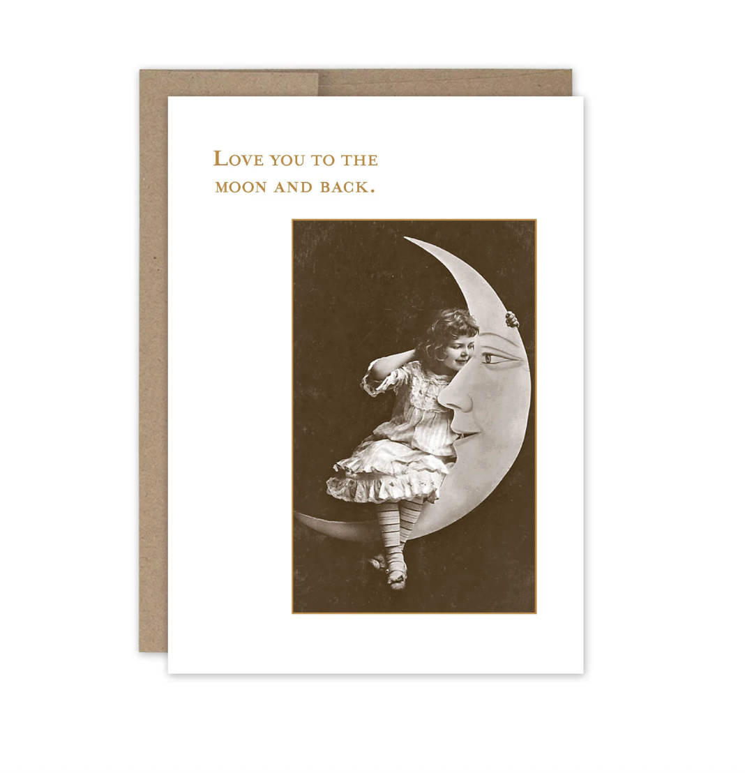 Little Girl On Moon Love Card SM152