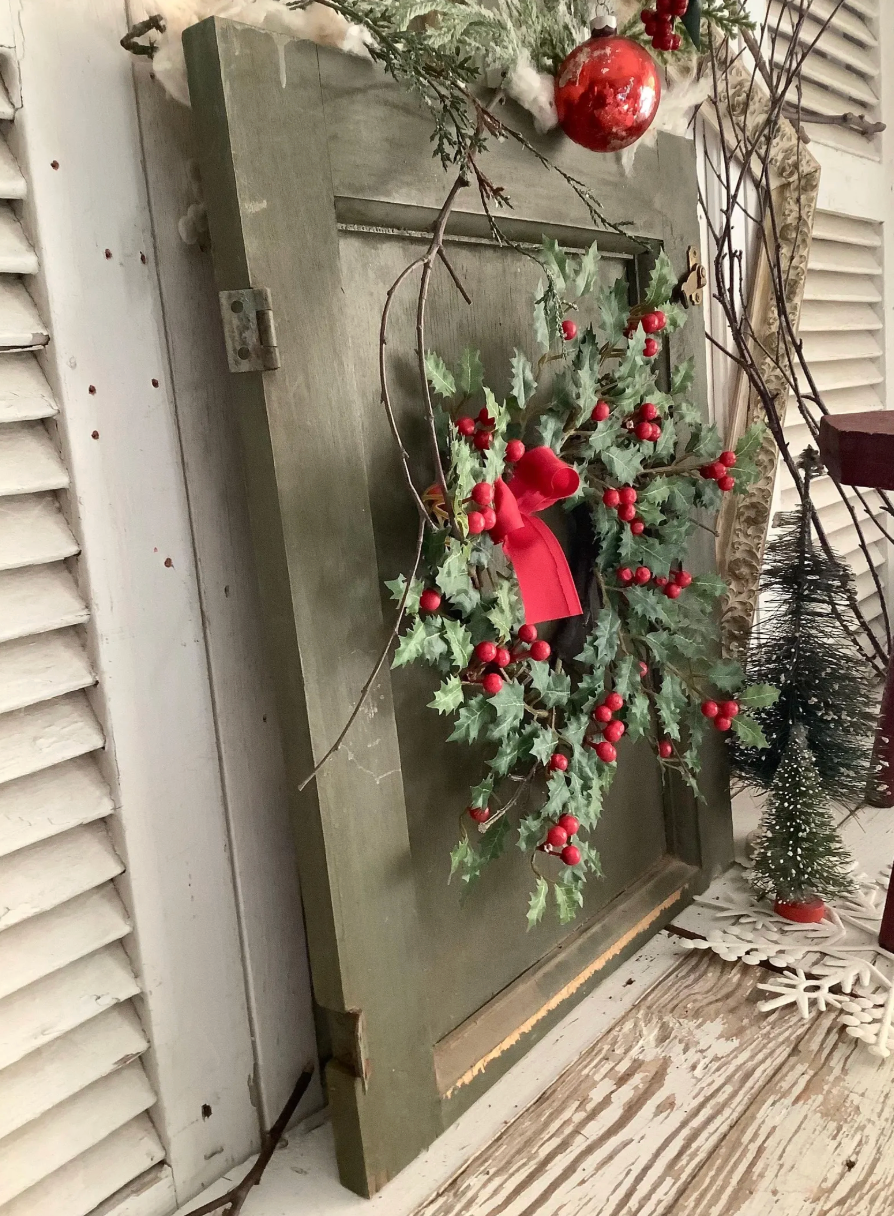 Vintage Green Wood Cabinet Cupboard Door