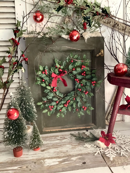 Vintage Green Wood Cabinet Cupboard Door