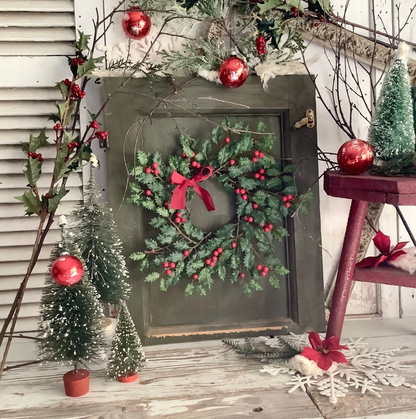 Vintage Green Wood Cabinet Cupboard Door