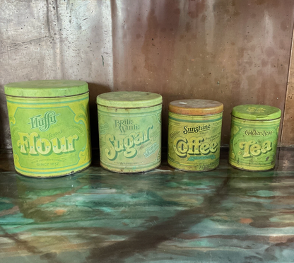 Set of 4 Vintage Fluffy Brand Tins