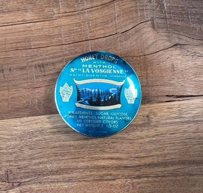 Vintage Tin Container for De La Vosgienne Honey Menthol Drops