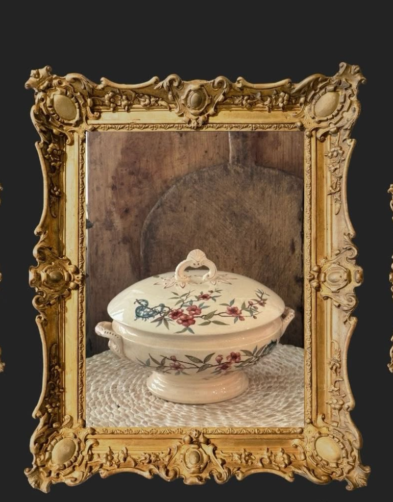Antique Sarreguemines French Polychrome Soupière