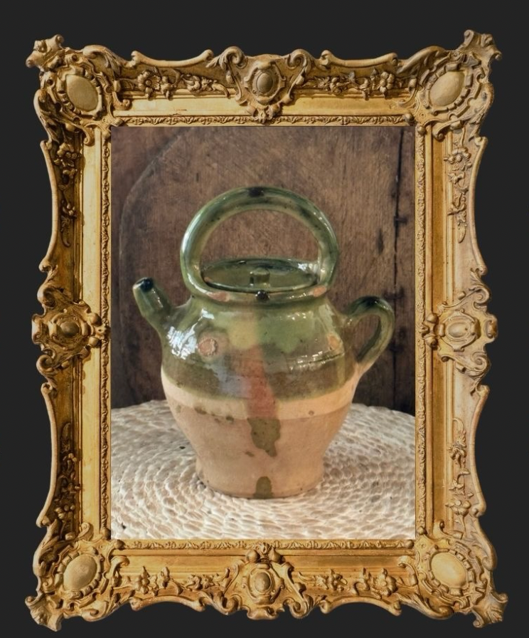 Antique French Green glazed Gargoulette