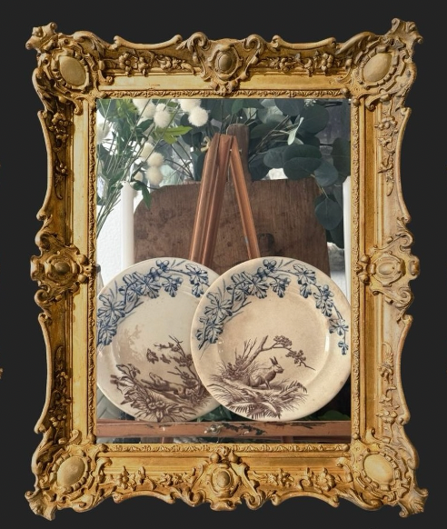 Antique JS & C “Chasse” bi-chromatic blue/sepia plate