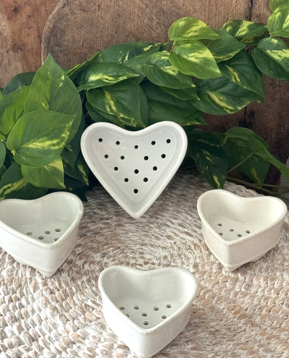 Vintage French heart shaped faisselle