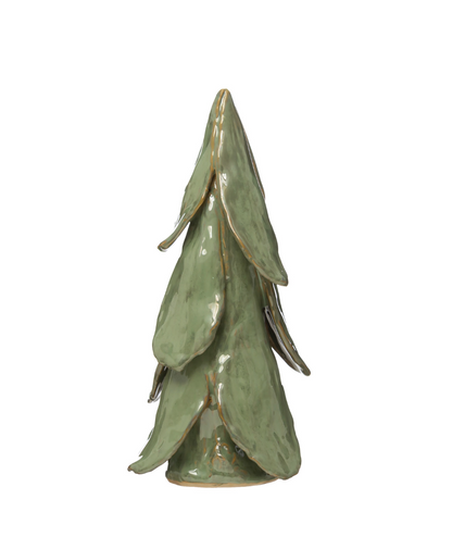 Handmade Stoneware Tree — 5½" Round × 11" H, Reactive Mint Glaze