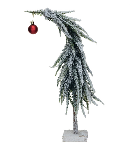 Large  Faux Evergreen Tree with Red Ball Ornament