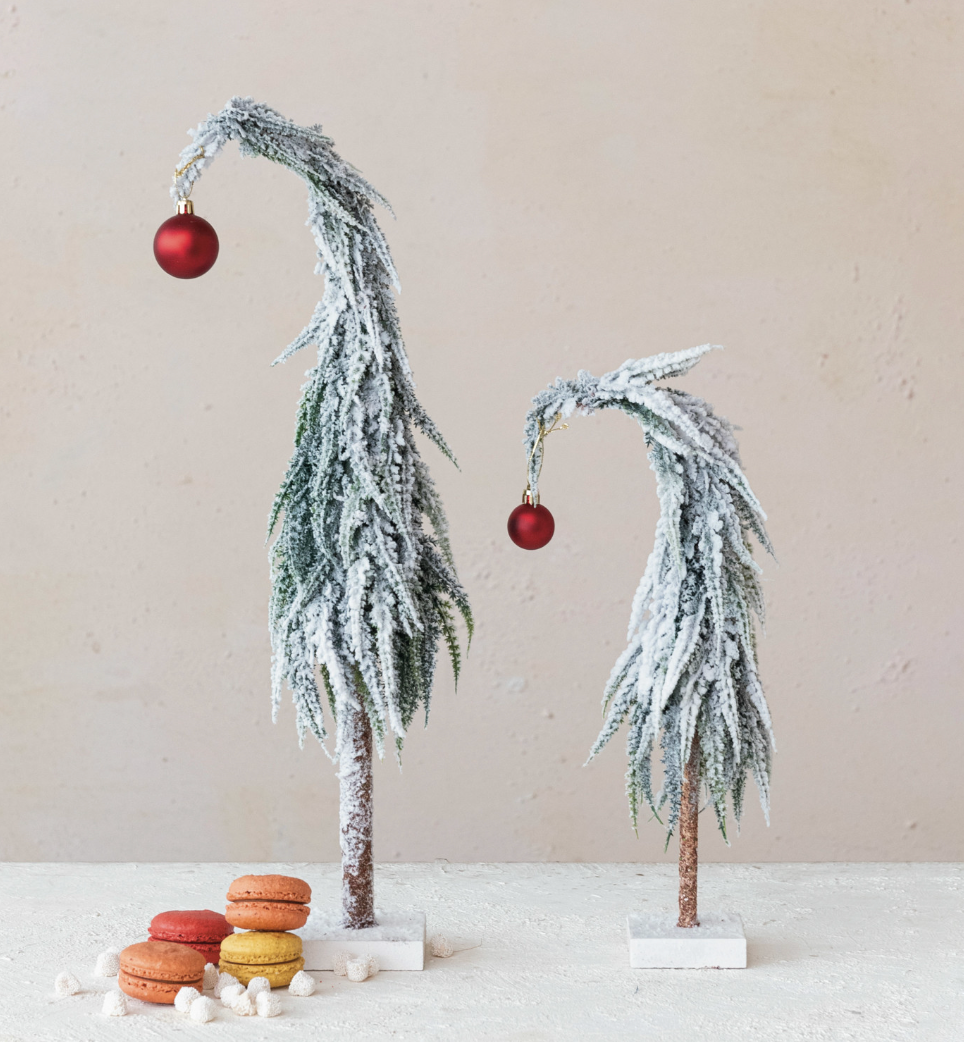 Large  Faux Evergreen Tree with Red Ball Ornament