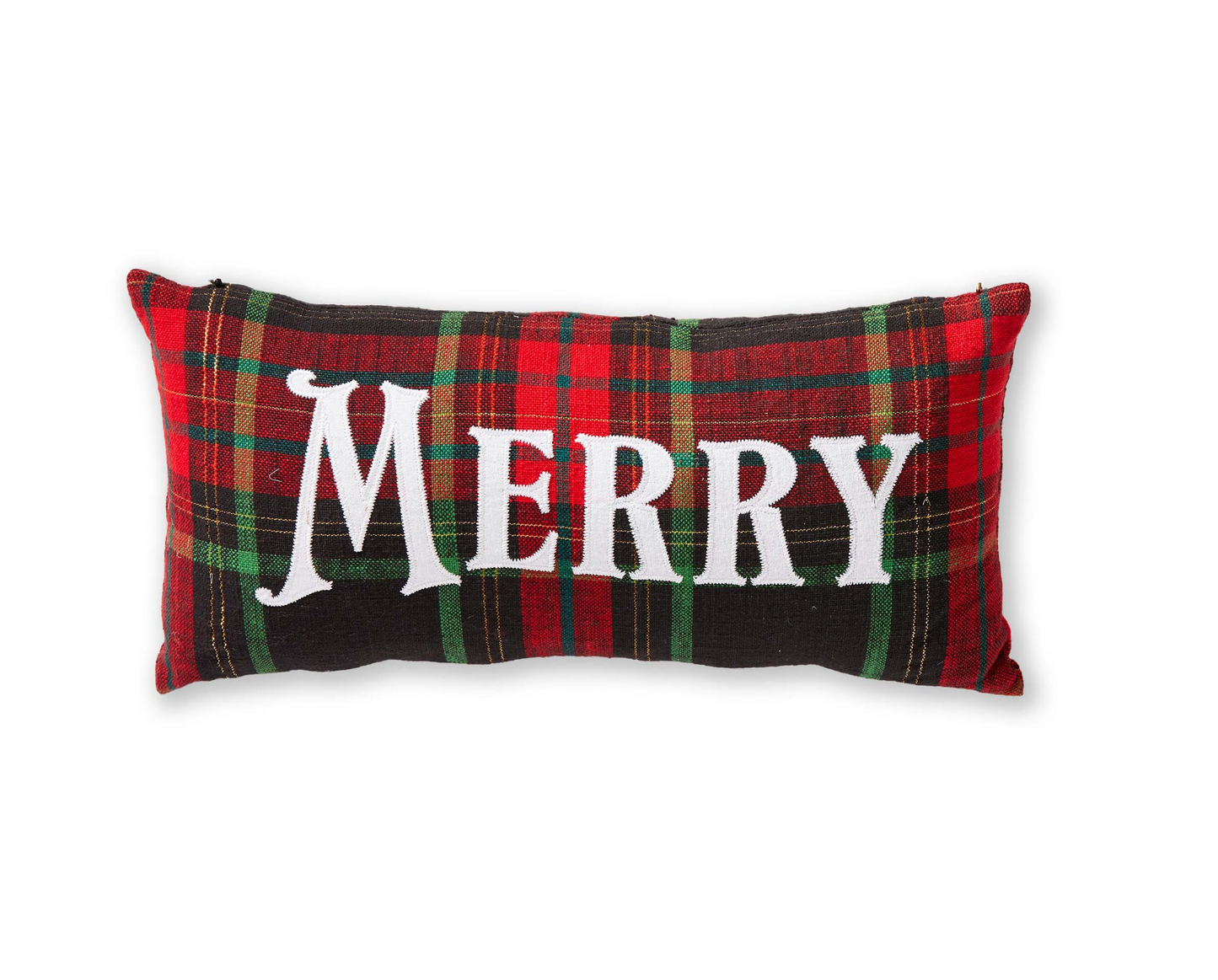 "Merry" Christmas Plaid Pillow
