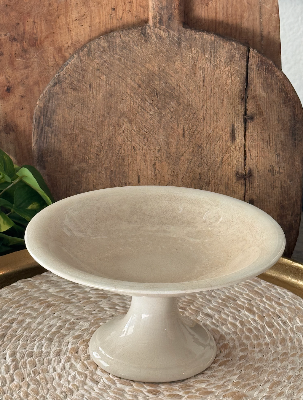 Antique French Sarreguemines White Stained Compotier