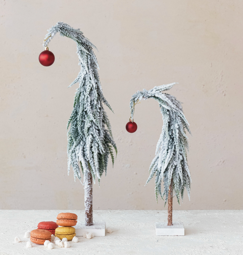 Faux Evergreen Tree with Red Ball Ornament - 14" H