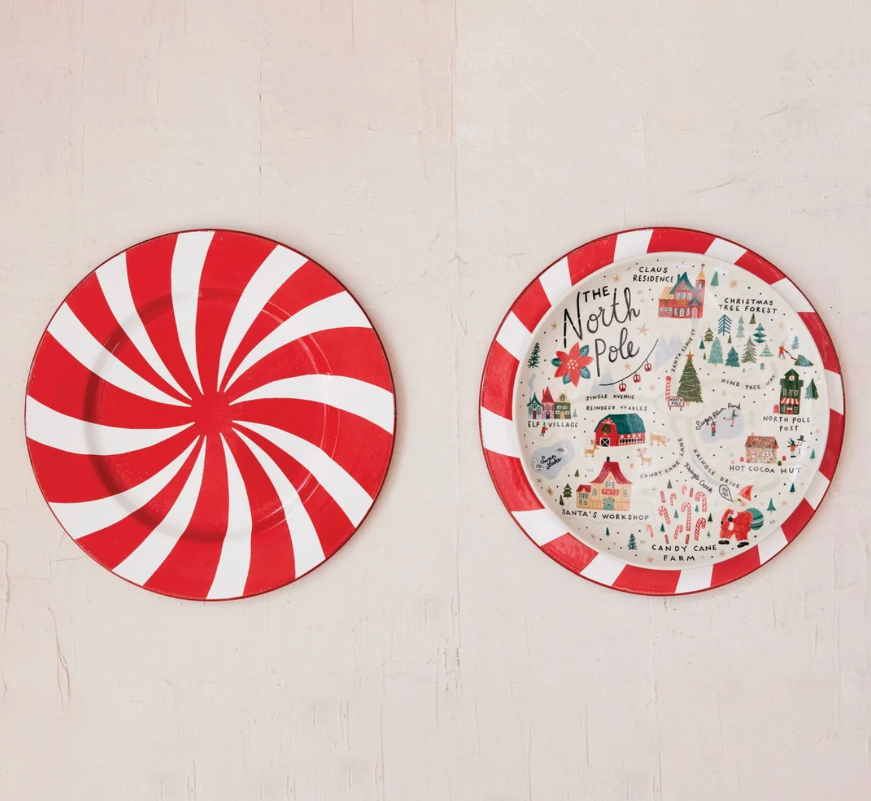 Stoneware Plate with North Pole Scene, 11" Round