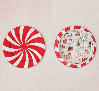 Stoneware Plate with North Pole Scene, 11" Round