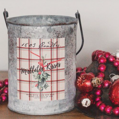 Mistletoe Kisses Soy Candle – Limited Edition 20 oz. Plaid Tin Pail