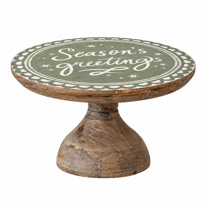 Season’s Greetings Enameled Mango Wood Pedestal