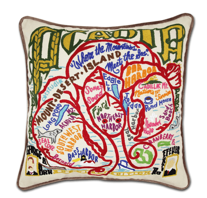 Acadia Hand - Embroidered Pillow - Veranda Cafe & Mercantile