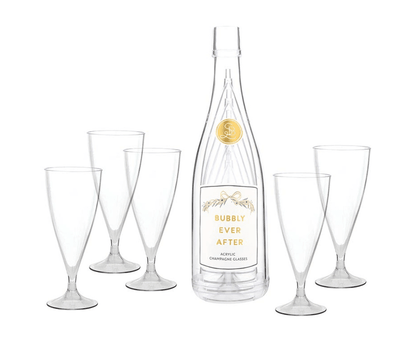 Acrylic Champagne Bottle + Glasses - Bubbly Ever After - Veranda Cafe & Mercantile