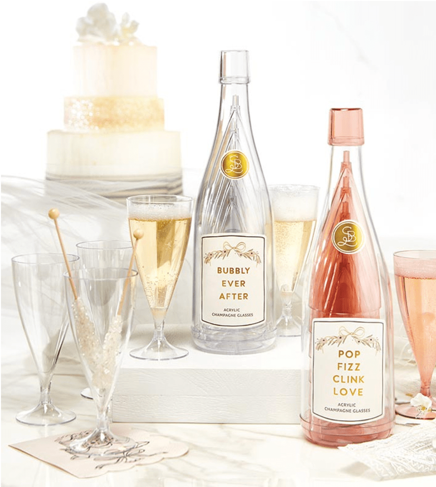 Acrylic Champagne Bottle + Glasses - Bubbly Ever After - Veranda Cafe & Mercantile