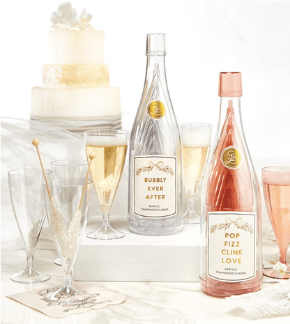 Acrylic Champagne Bottle + Glasses - Bubbly Ever After - Veranda Cafe & Mercantile