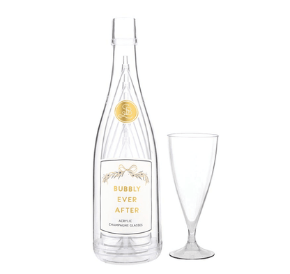 Acrylic Champagne Bottle + Glasses - Bubbly Ever After - Veranda Cafe & Mercantile