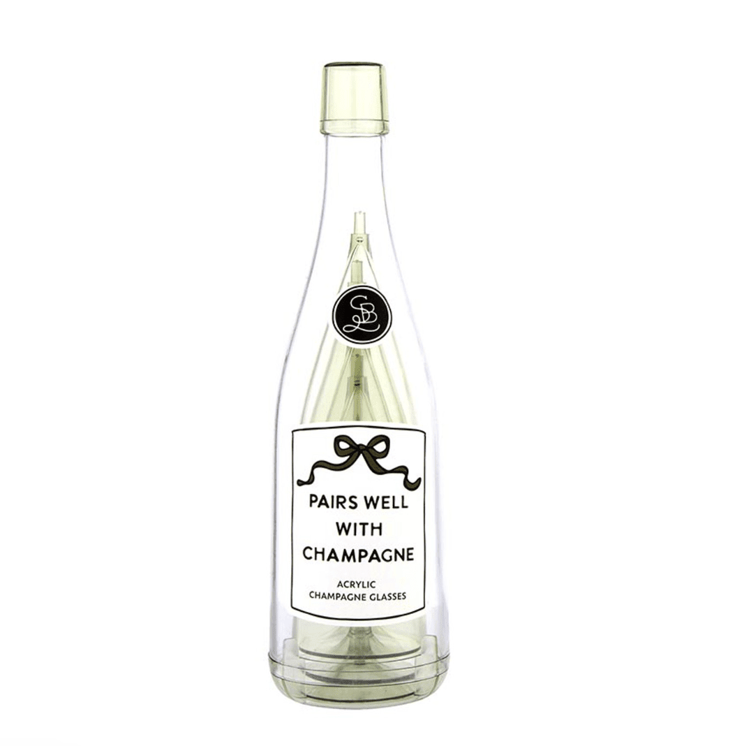 Acrylic Champagne Bottle + Glasses - Pairs Well - Veranda Cafe & Mercantile