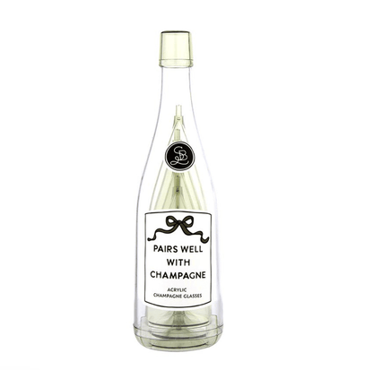 Acrylic Champagne Bottle + Glasses - Pairs Well - Veranda Cafe & Mercantile