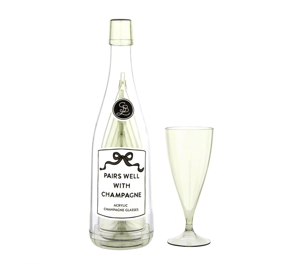 Acrylic Champagne Bottle + Glasses - Pairs Well - Veranda Cafe & Mercantile