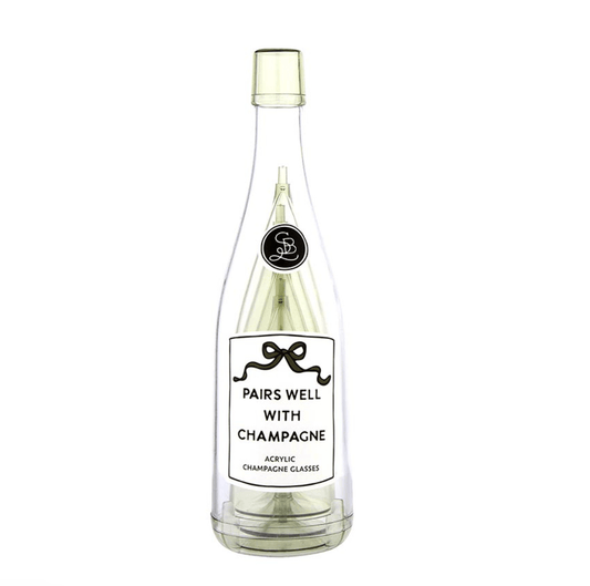 Acrylic Champagne Bottle + Glasses - Pairs Well - Veranda Cafe & Mercantile
