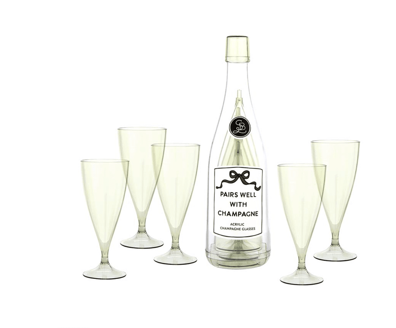 Acrylic Champagne Bottle + Glasses - Pairs Well - Veranda Cafe & Mercantile