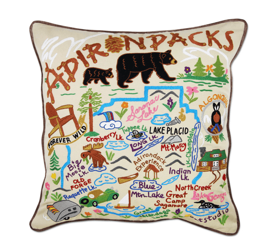 Adirondacks Hand - Embroidered Pillow - Veranda Cafe & Mercantile