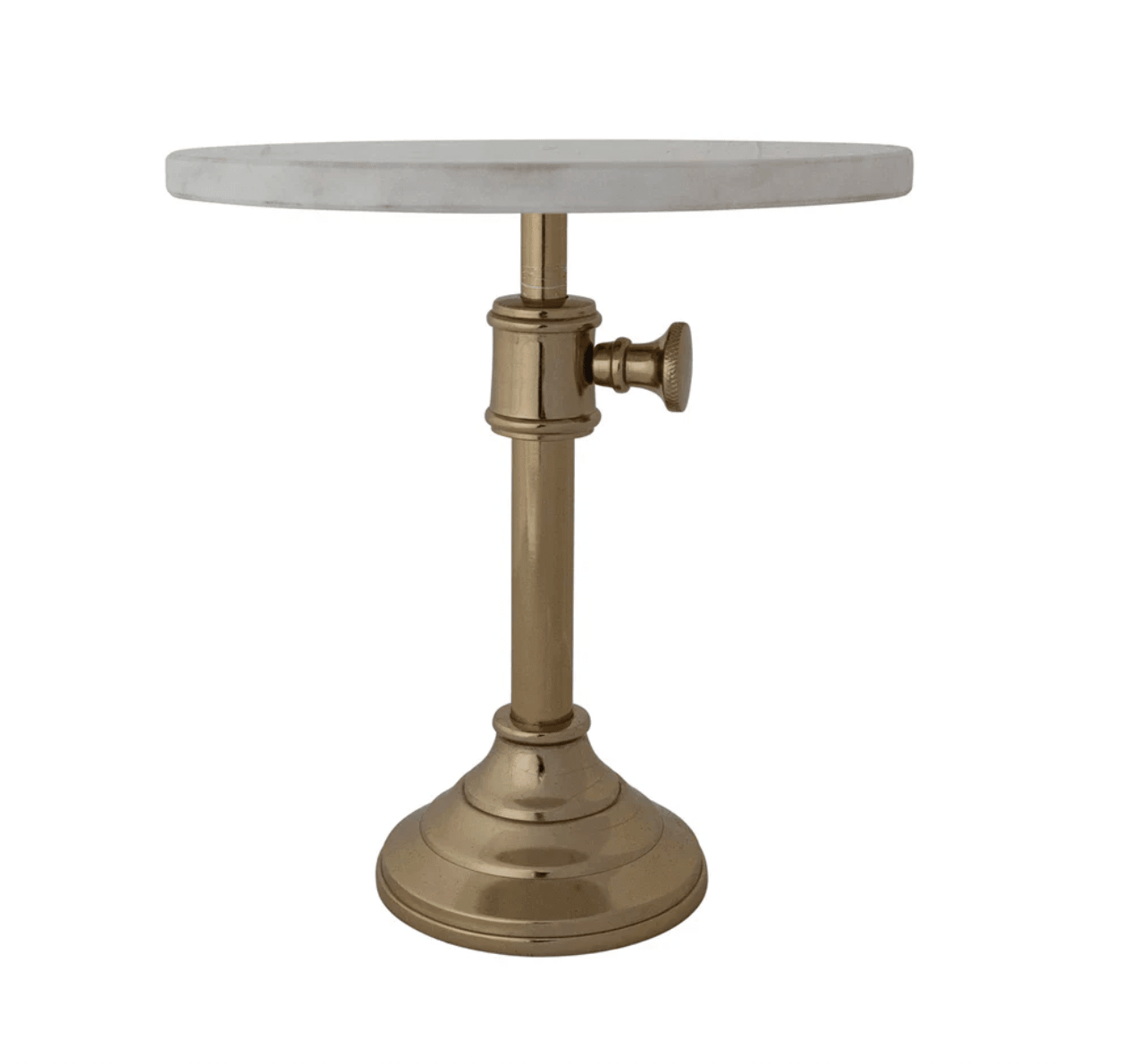 Adjustable Metal Pedestal with Marble Top - Veranda Cafe & Mercantile