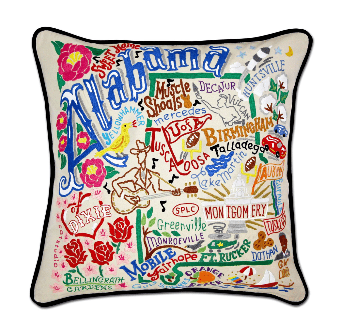 Alabama Hand - Embroidered Pillow - Veranda Cafe & Mercantile
