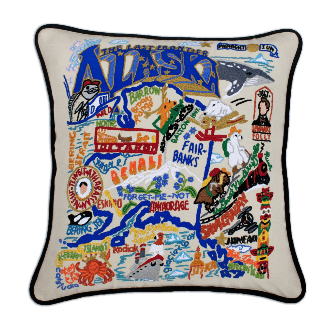 Alaska Hand - Embroidered Pillow - Veranda Cafe & Mercantile