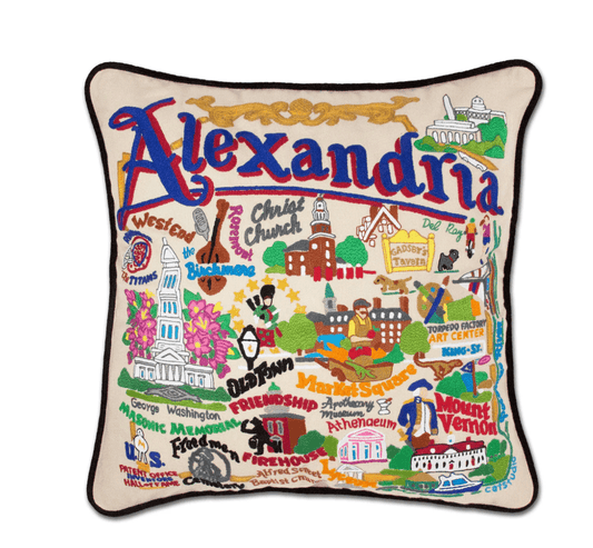 Alexandria Hand - Embroidered Pillow - Veranda Cafe & Mercantile