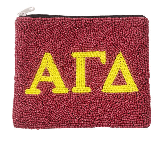 Alpha Gamma Delta Beaded Pouch - Veranda Cafe & Mercantile