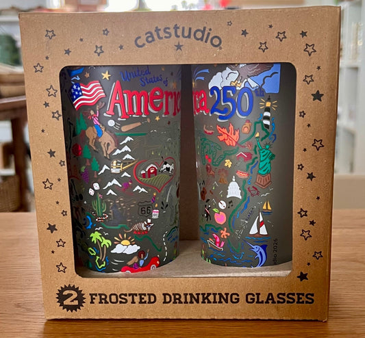 America 250th Anniversary Drinking Glass - Set of 2 - Veranda Cafe & Mercantile