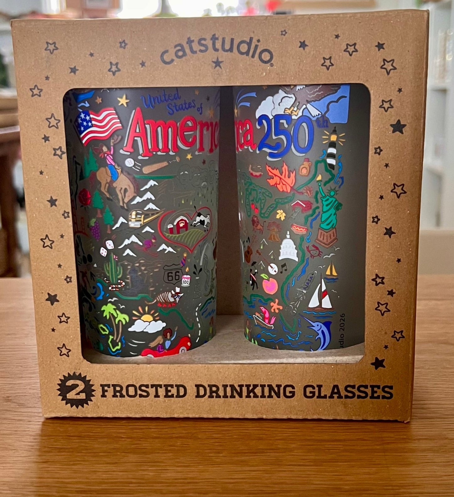 America 250th Anniversary Drinking Glass - Set of 2 - Veranda Cafe & Mercantile