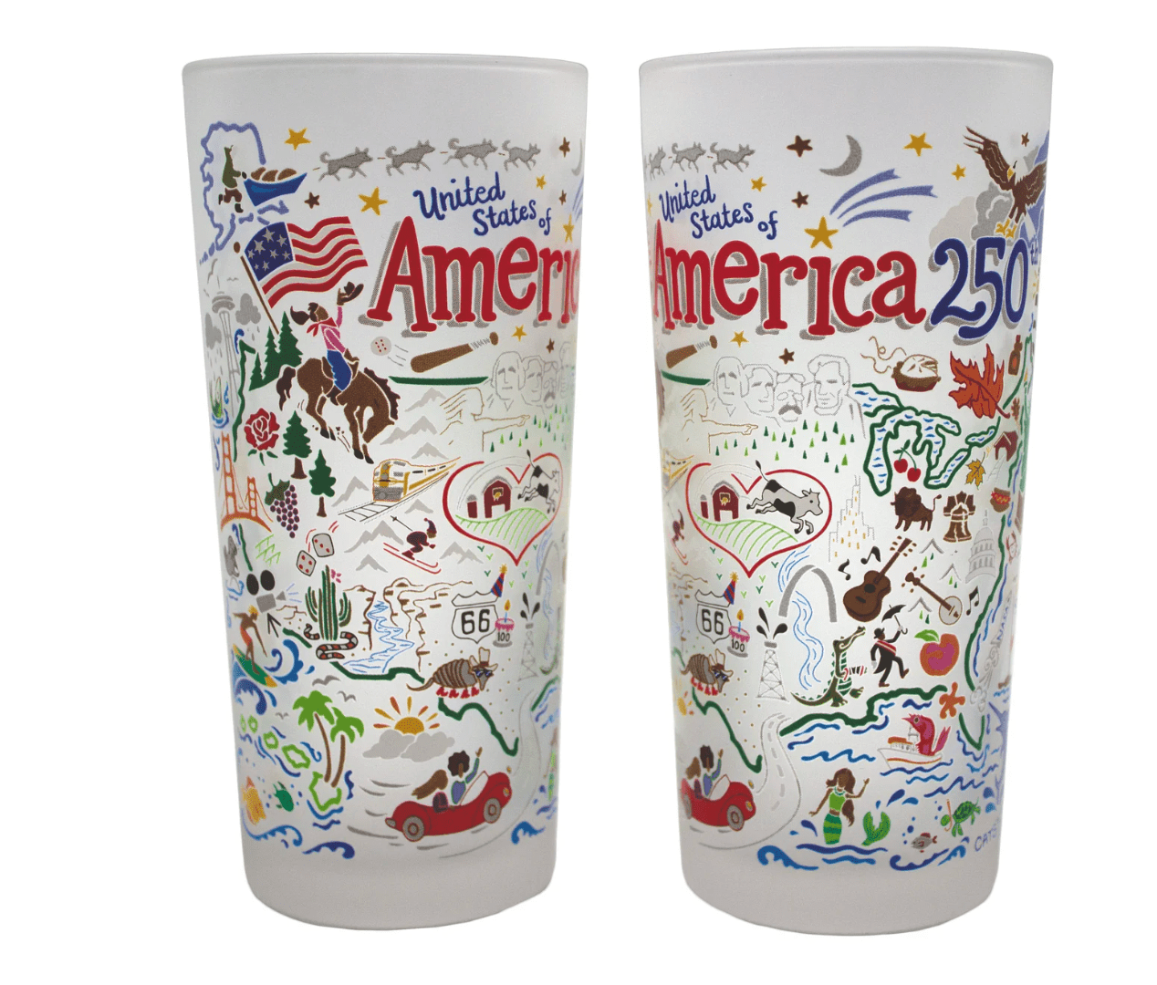 America 250th Anniversary Drinking Glass - Set of 2 - Veranda Cafe & Mercantile