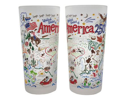 America 250th Anniversary Drinking Glass - Set of 2 - Veranda Cafe & Mercantile