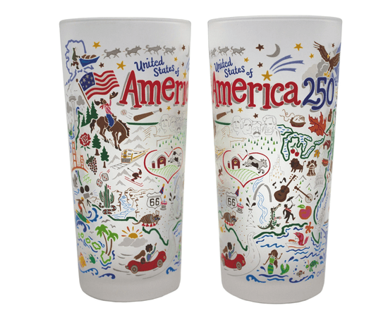 America 250th Anniversary Drinking Glass - Set of 2 - Veranda Cafe & Mercantile