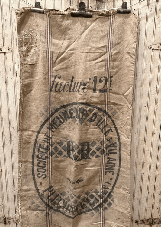Antique 19th - century French water - driven mill sack - Veranda Cafe & Mercantile