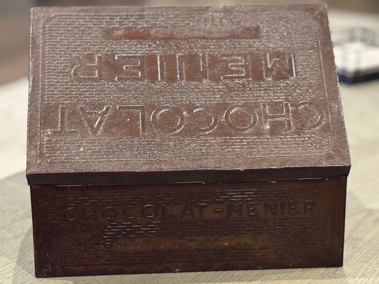 Antique Chocolat Menier Box — Dark Brown - Veranda Cafe & Mercantile